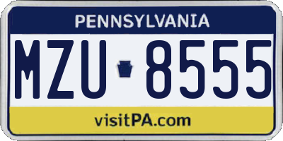 PA license plate MZU8555