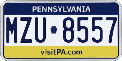 PA license plate MZU8557