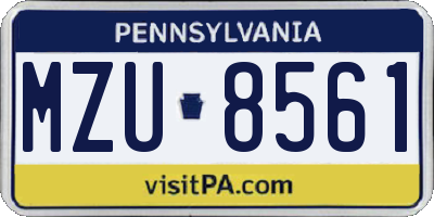 PA license plate MZU8561