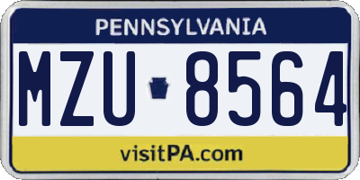 PA license plate MZU8564