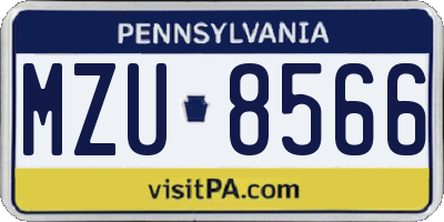 PA license plate MZU8566