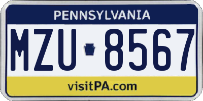 PA license plate MZU8567