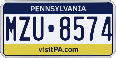 PA license plate MZU8574