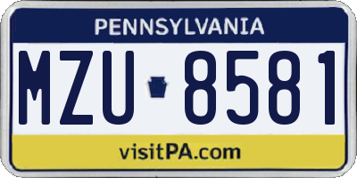 PA license plate MZU8581
