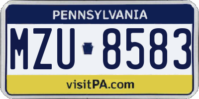 PA license plate MZU8583