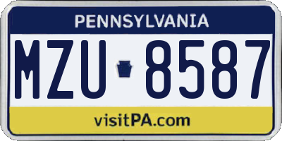 PA license plate MZU8587