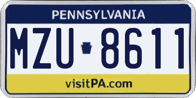 PA license plate MZU8611