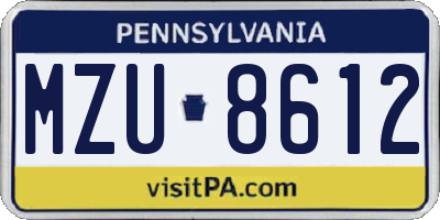 PA license plate MZU8612