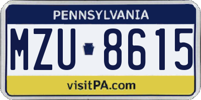 PA license plate MZU8615