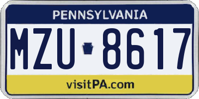 PA license plate MZU8617