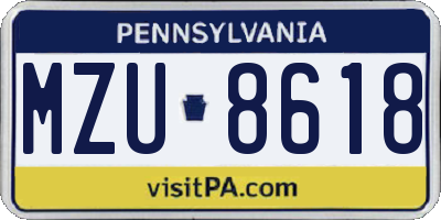 PA license plate MZU8618
