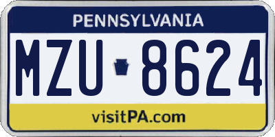 PA license plate MZU8624
