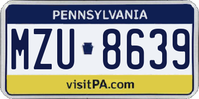 PA license plate MZU8639