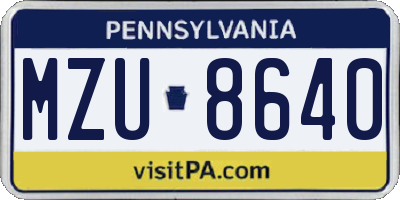 PA license plate MZU8640