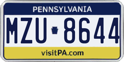 PA license plate MZU8644