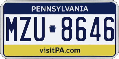PA license plate MZU8646