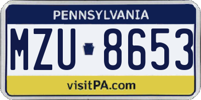 PA license plate MZU8653