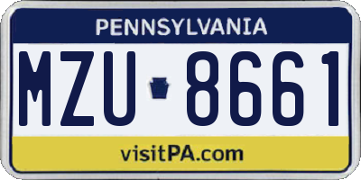 PA license plate MZU8661