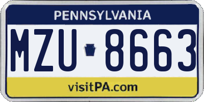 PA license plate MZU8663