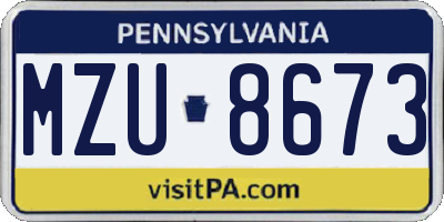 PA license plate MZU8673