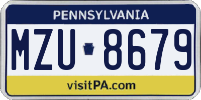 PA license plate MZU8679