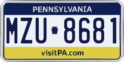 PA license plate MZU8681