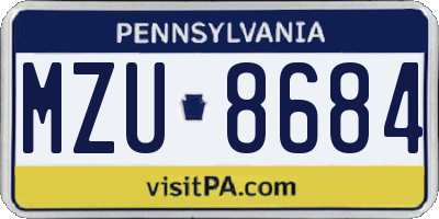PA license plate MZU8684