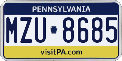 PA license plate MZU8685