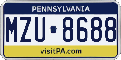 PA license plate MZU8688