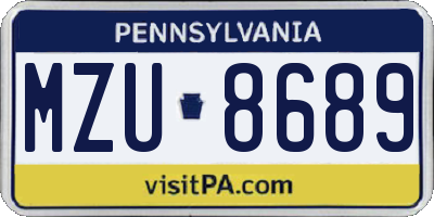 PA license plate MZU8689