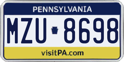 PA license plate MZU8698