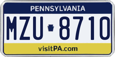 PA license plate MZU8710