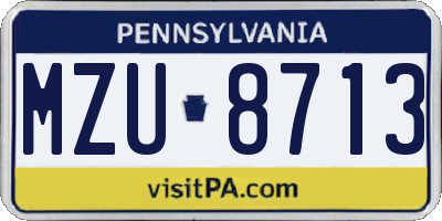 PA license plate MZU8713