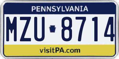 PA license plate MZU8714