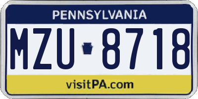 PA license plate MZU8718