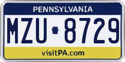 PA license plate MZU8729