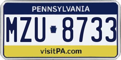 PA license plate MZU8733
