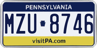 PA license plate MZU8746