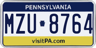 PA license plate MZU8764
