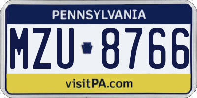 PA license plate MZU8766