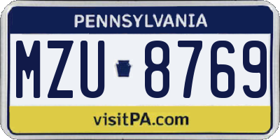 PA license plate MZU8769