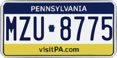 PA license plate MZU8775