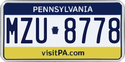 PA license plate MZU8778