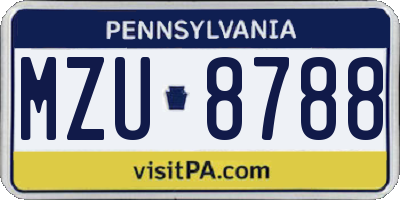 PA license plate MZU8788