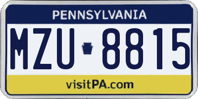 PA license plate MZU8815