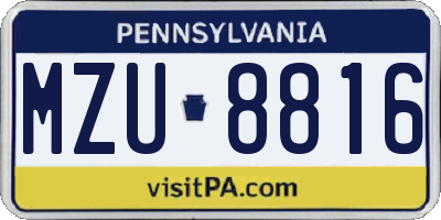 PA license plate MZU8816