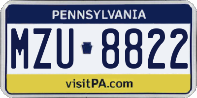 PA license plate MZU8822