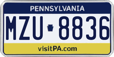 PA license plate MZU8836