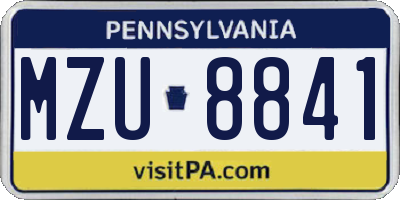 PA license plate MZU8841