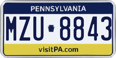PA license plate MZU8843